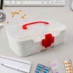 Portable First Aid Box with Transparent Lid & Detachable Tray ?3 Compartments for Organized Storage - Image 3
