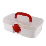 Portable First Aid Box with Transparent Lid & Detachable Tray ?3 Compartments for Organized Storage