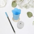 Toilet Cleaning Brush with Holder Stand Durable Plastic Brush for Western Indian Toilets Bathroom Cleaning Essential - Image 2