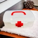 Portable First Aid Box with Transparent Lid & Detachable Tray ?3 Compartments for Organized Storage - Image 4