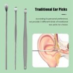 6-in-1 Ear Wax Cleaner Kit Reusable Ear Cleaning Tools with Leather Pouch for Ear Hygiene Maintenance and Travel - Image 2