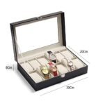 Presents Luxury Watch Box for Men & Women ?Lockable Leather Watch Organizer with Glass Lid, Soft Velvet Cushions, Premium Display & Storage Case for Watches -12 Slot Box (Black) - Image 2