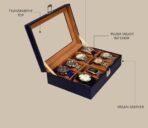 Presents Luxury Watch Box for Men & Women ?Lockable Leather Watch Organizer with Glass Lid, Soft Velvet Cushions, Premium Display & Storage Case for Watches -12 Slot Box (Blue) - Image 3