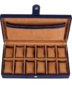 Presents Luxury Watch Box for Men & Women ?Lockable Leather Watch Organizer with Glass Lid, Soft Velvet Cushions, Premium Display & Storage Case for Watches -12 Slot Box (Blue) - Image 6