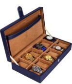 Presents Luxury Watch Box for Men & Women ?Lockable Leather Watch Organizer with Glass Lid, Soft Velvet Cushions, Premium Display & Storage Case for Watches -12 Slot Box (Blue) - Image 2