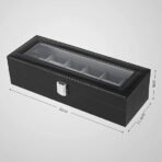 Presents Luxury Watch Box for Men & Women ?Lockable Leather Watch Organizer with Glass Lid, Soft Velvet Cushions, Premium Display & Storage Case for Watches -6 Slot Box (Black) - Image 3