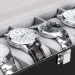 Presents Luxury Watch Box for Men & Women ?Lockable Leather Watch Organizer with Glass Lid, Soft Velvet Cushions, Premium Display & Storage Case for Watches -6 Slot Box (Black) - Image 6
