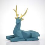 Set of 2 - Blue Lucky Deer Handicraft Resin Animal Showpiece for Home & Office Decor - Elegant Black Sculptures - Sitting & Standing Figurines Decor Accent - Image 3