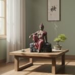 Buddha Showpiece Polyresin Idol for Home Decor, Vastu, Office Desk, Zen Centerpiece, Spiritual Gift & Housewarming, 23 cm Black Multicolor - Image 2