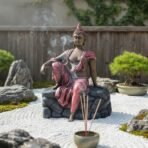 Buddha Showpiece Polyresin Idol for Home Decor, Vastu, Office Desk, Zen Centerpiece, Spiritual Gift & Housewarming, 23 cm Black Multicolor - Image 3