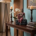 Buddha Showpiece Polyresin Idol for Home Decor, Vastu, Office Desk, Zen Centerpiece, Spiritual Gift & Housewarming, 23 cm Black Multicolor - Image 4