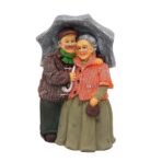 Romantic Elderly Couple Statue with Umbrella - Resin Love & Anniversary Figurine for Home Decor, Valentine? Day, or Gifting