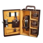 Presents Premium Portable Bar Set with Travel Case ?11-Piece Cocktail Shaker Set with Glasses, Tools & Lock ?Travel Mini Bar Kit for Home,Parties & Gifting ?Brown Leather Finish