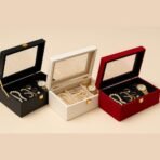 Luxury Storage Box with Glass Lid, Decorative Organiser Box for Jewellery and Accessories, Available in Red, Black, White (Black) - Image 6