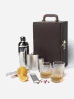 Presents Premium Portable Bar Set with Travel Case ?11-Piece Cocktail Shaker Set with Glasses, Tools & Lock ?Travel Mini Bar Kit for Home,Parties & Gifting ?Brown Leather Finish - Image 2