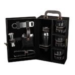 Presents Premium Portable Bar Set with Travel Case ?11-Piece Cocktail Shaker Set with Glasses, Tools & Lock ?Travel Mini Bar Kit for Home,Parties & Gifting ?Black Leather Finish