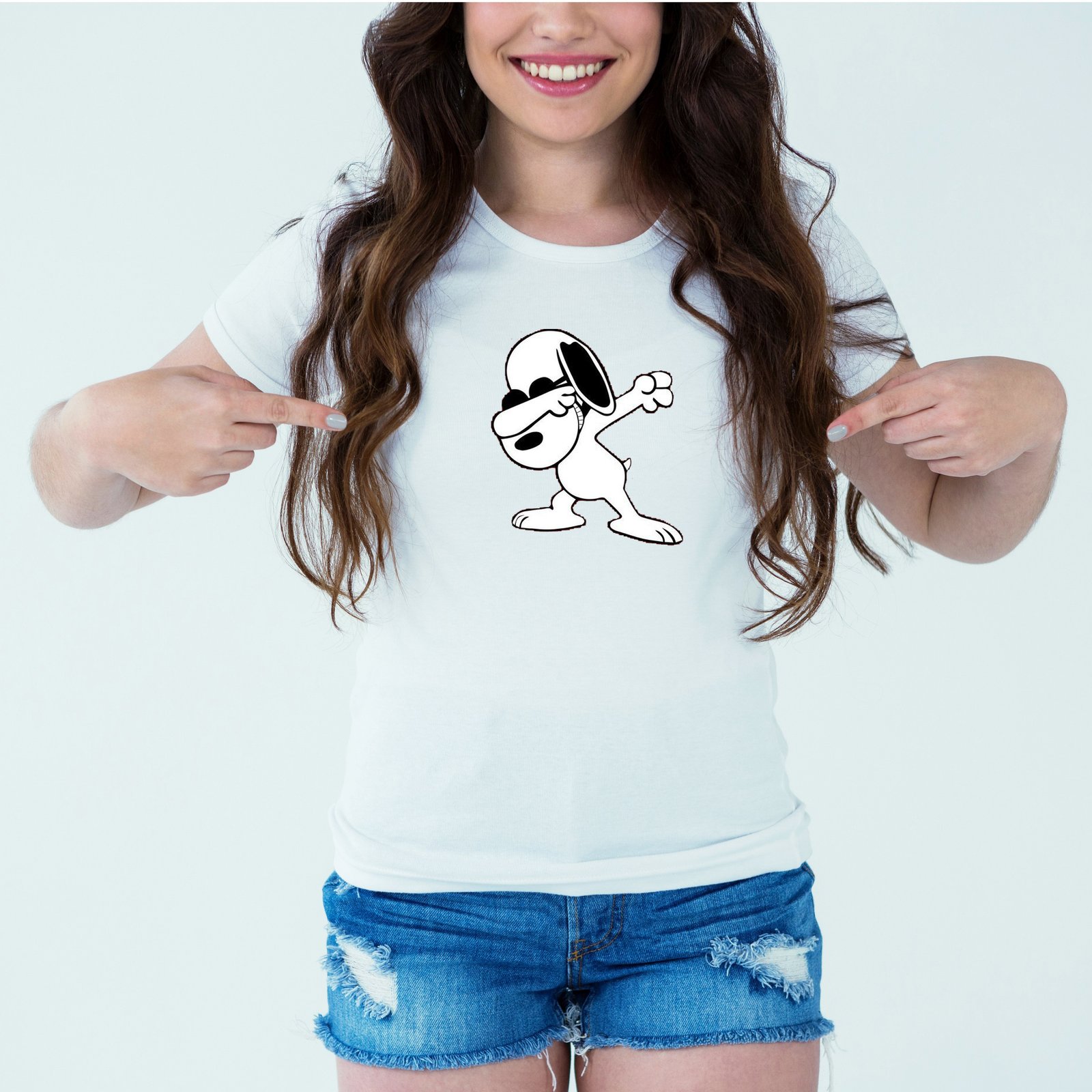 Mockup-Girl-STYLISHDOG.jpg Designer Printed T-Shirt :: Design type - Stylish Dog - Cloth type : Polyester - Image 1