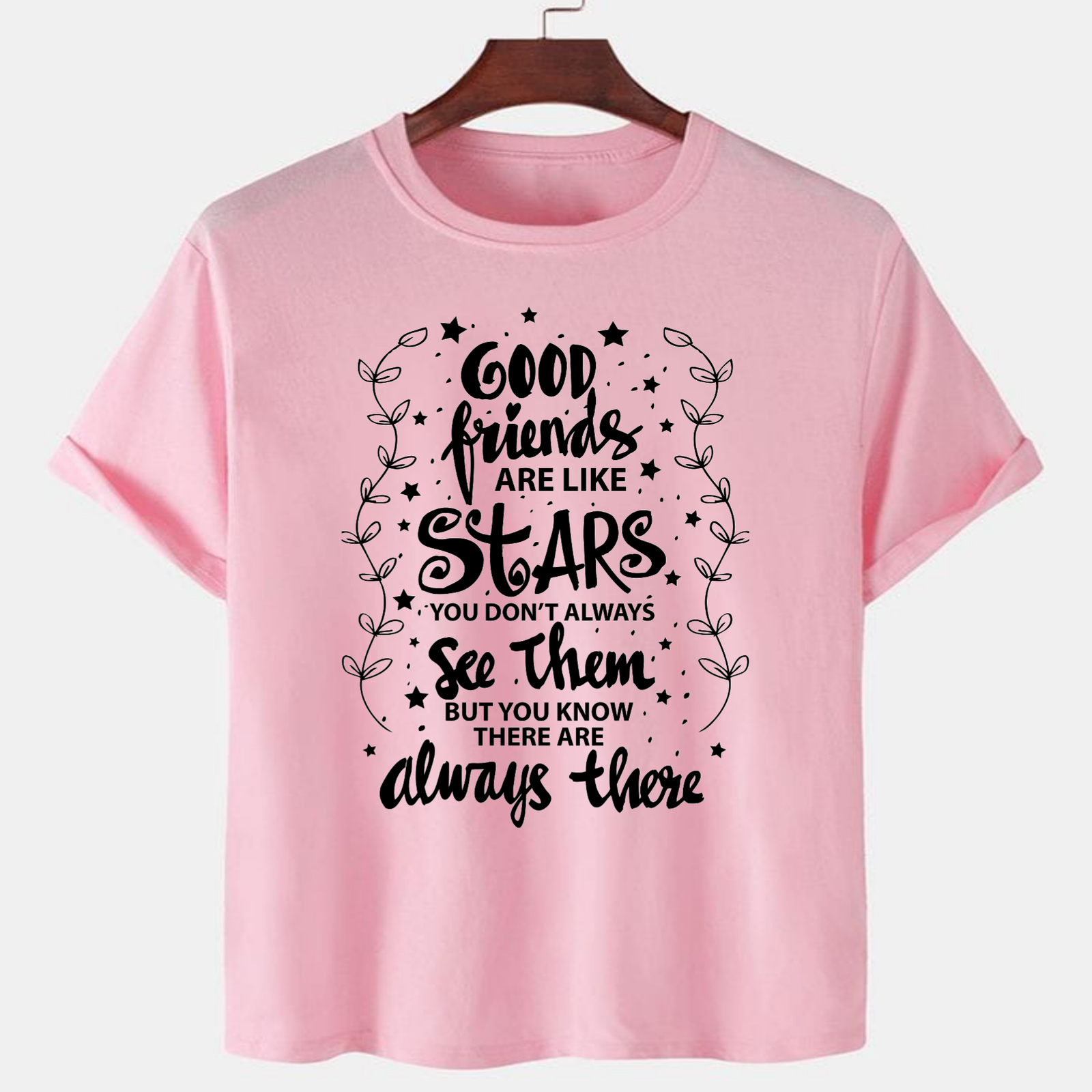 PNK-CTN-A-008.png Pink Unisex Cotton Premium Quality Designer Printed T-Shirt - Image 1