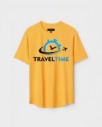 Yellow Unisex Cotton Regular Fit Printed Round Neck T-Shirt