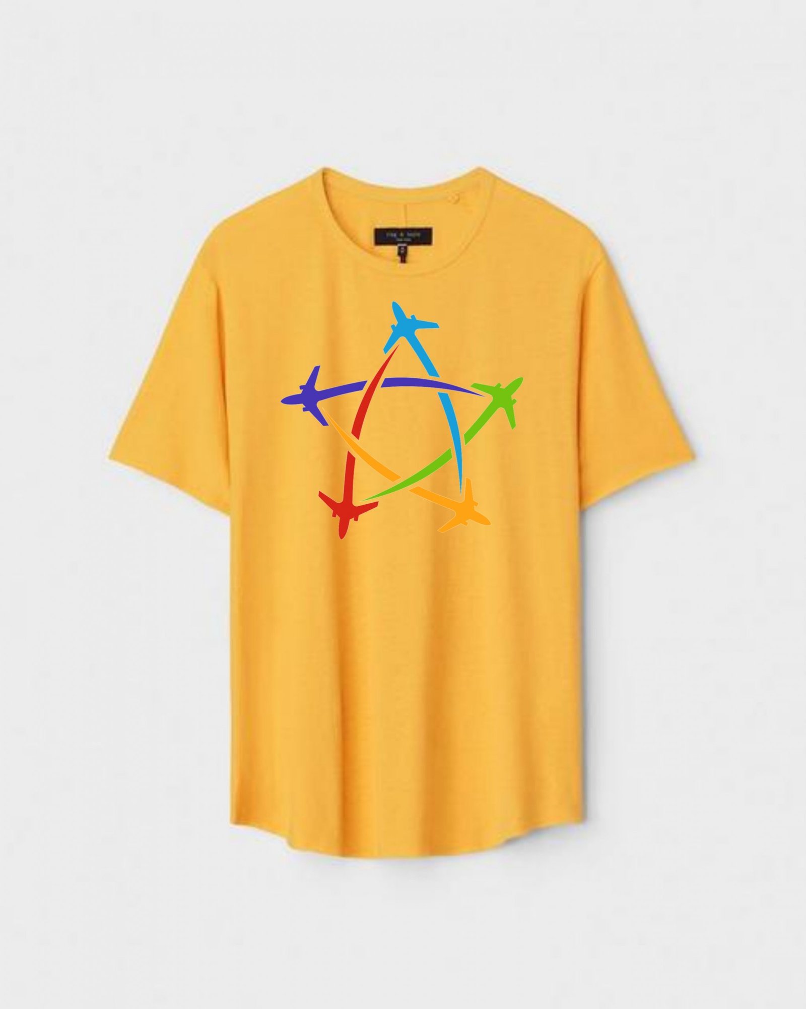 YLW-CTN-A-007-scaled-1.jpg Yellow Unisex Cotton Regular Fit Printed Round Neck T-Shirt - Image 1