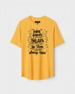 Yellow Unisex Cotton Regular Fit Printed Round Neck T-Shirt