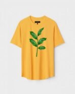 Yellow Unisex DOT KNIT Regular Fit Printed Round Neck T-Shirt