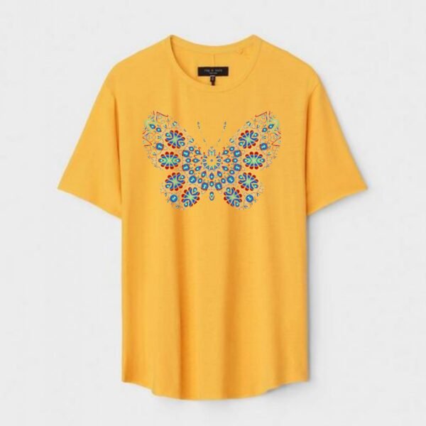 Yellow Unisex DOT KNIT Regular Fit Printed Round Neck T-Shirt
