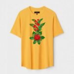 Yellow Unisex DOT KNIT Regular Fit Printed Round Neck T-Shirt