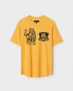 Yellow Unisex DOT KNIT Regular Fit Printed Round Neck T-Shirt