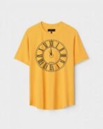 Yellow Unisex DOT KNIT Regular Fit Printed Round Neck T-Shirt