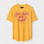 Yellow Unisex DOT KNIT Regular Fit Printed Round Neck T-Shirt