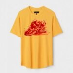 Yellow Unisex DOT KNIT Regular Fit Printed Round Neck T-Shirt