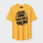 Yellow Unisex Polyster Regular Fit Printed Round Neck T-Shirt