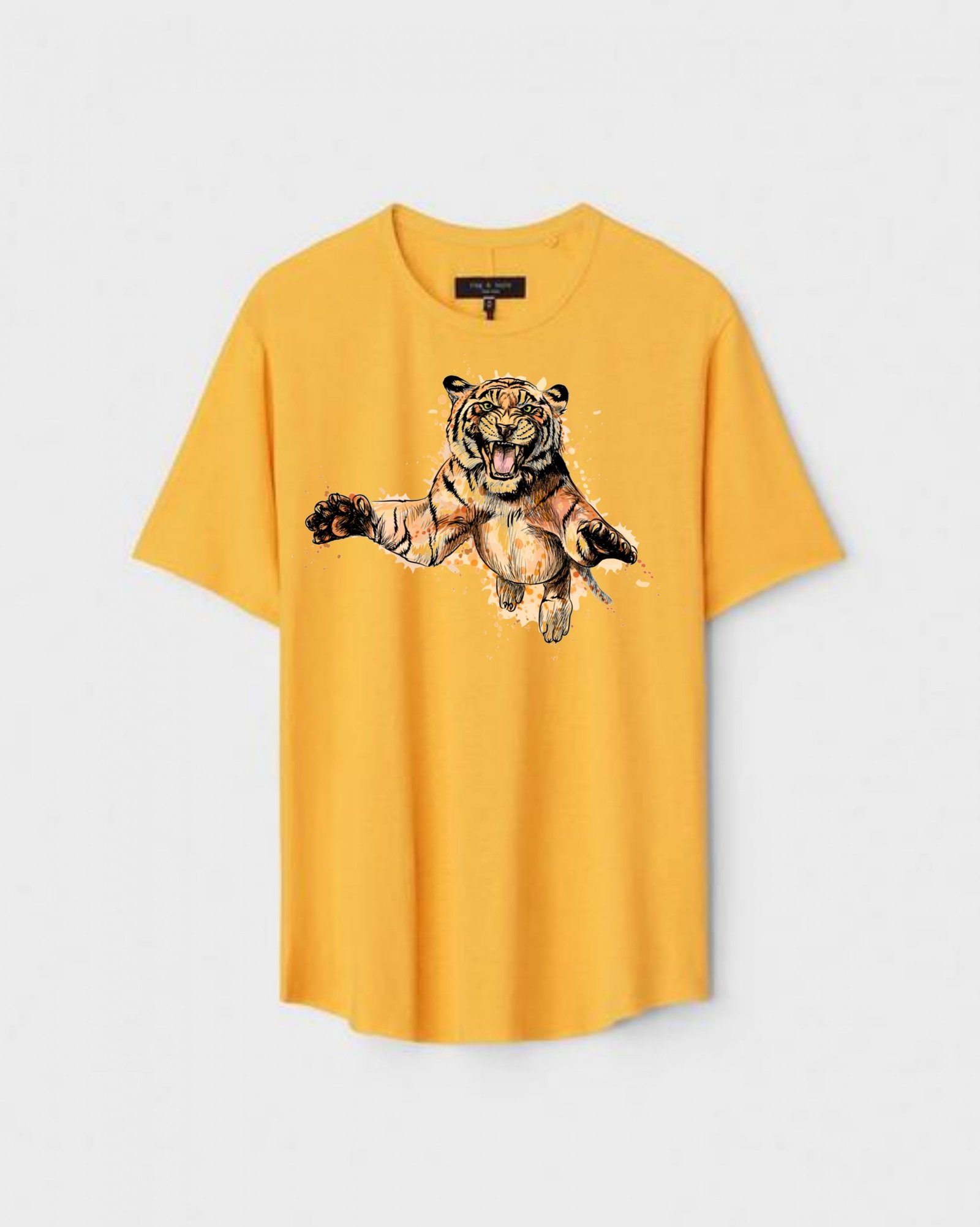YLW-CTN-D-002-scaled-1.jpg Yellow Unisex Polyster Regular Fit Printed Round Neck T-Shirt - Image 1