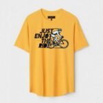 Yellow Unisex DOT KNIT Regular Fit Printed Round Neck T-Shirt