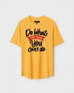 Yellow Unisex DOT KNIT Regular Fit Printed Round Neck T-Shirt