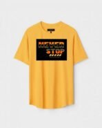 Yellow Unisex Polyster Regular Fit Printed Round Neck T-Shirt