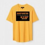 Yellow Unisex DOT KNIT Regular Fit Printed Round Neck T-Shirt