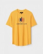 Yellow Unisex DOT KNIT Regular Fit Printed Round Neck T-Shirt
