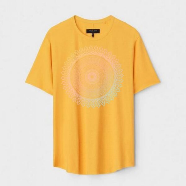 Yellow Unisex DOT KNIT Regular Fit Printed Round Neck T-Shirt