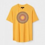 Yellow Unisex DOT KNIT Regular Fit Printed Round Neck T-Shirt