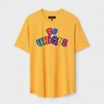 Yellow Unisex DOT KNIT Regular Fit Printed Round Neck T-Shirt