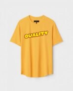 Yellow Unisex DOT KNIT Regular Fit Printed Round Neck T-Shirt