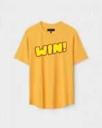 Yellow Unisex DOT KNIT Regular Fit Printed Round Neck T-Shirt