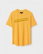 Yellow Unisex Cotton Regular Fit Printed Round Neck T-Shirt