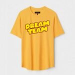 Yellow Unisex DOT KNIT Regular Fit Printed Round Neck T-Shirt