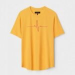 Yellow Unisex DOT KNIT Regular Fit Printed Round Neck T-Shirt