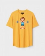 Yellow Unisex DOT KNIT Regular Fit Printed Round Neck T-Shirt