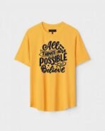 Yellow Unisex Polyster Regular Fit Printed Round Neck T-Shirt