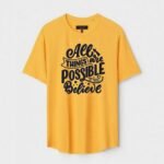 Yellow Unisex DOT KNIT Regular Fit Printed Round Neck T-Shirt